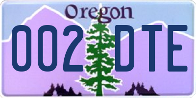 OR license plate 002DTE