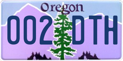 OR license plate 002DTH