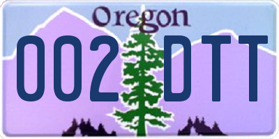 OR license plate 002DTT