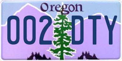 OR license plate 002DTY