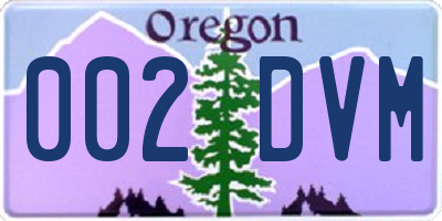 OR license plate 002DVM