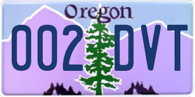 OR license plate 002DVT