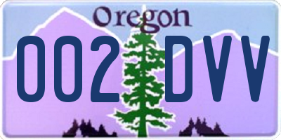 OR license plate 002DVV