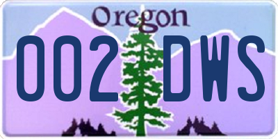 OR license plate 002DWS