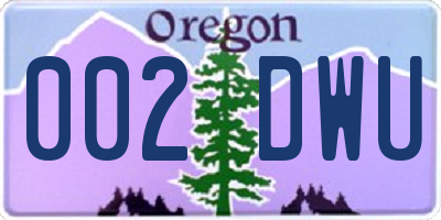 OR license plate 002DWU