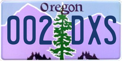 OR license plate 002DXS