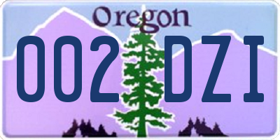 OR license plate 002DZI