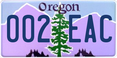 OR license plate 002EAC