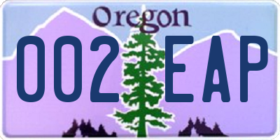 OR license plate 002EAP