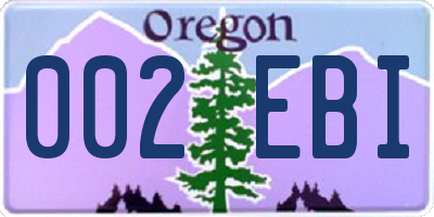 OR license plate 002EBI