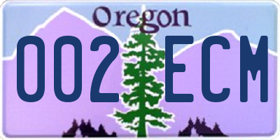 OR license plate 002ECM