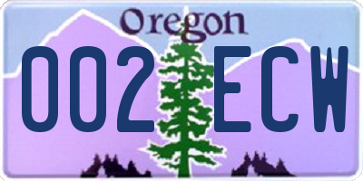 OR license plate 002ECW