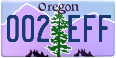 OR license plate 002EFF