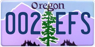 OR license plate 002EFS