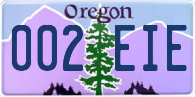 OR license plate 002EIE