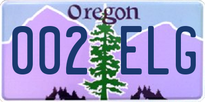 OR license plate 002ELG