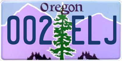 OR license plate 002ELJ