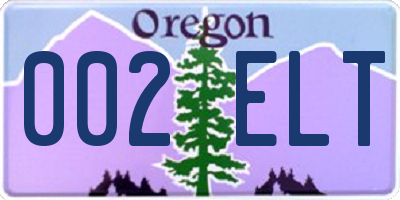 OR license plate 002ELT