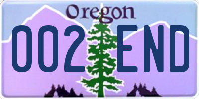 OR license plate 002END
