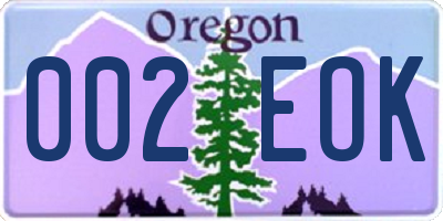 OR license plate 002EOK