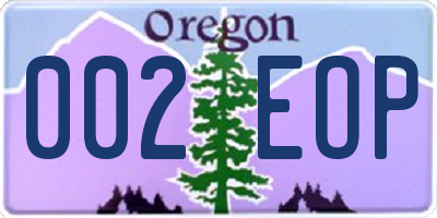 OR license plate 002EOP