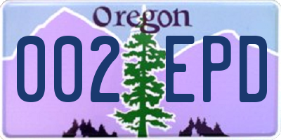 OR license plate 002EPD