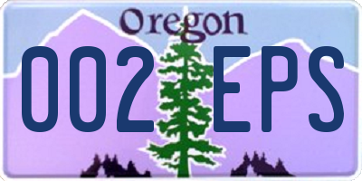 OR license plate 002EPS