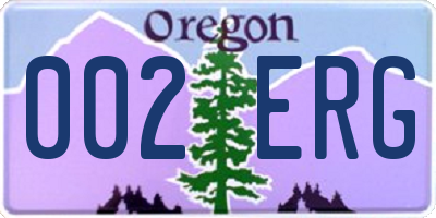 OR license plate 002ERG