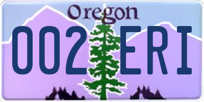 OR license plate 002ERI