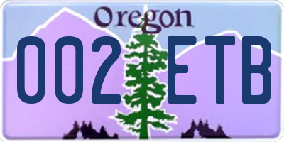 OR license plate 002ETB