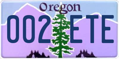 OR license plate 002ETE