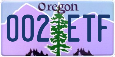 OR license plate 002ETF
