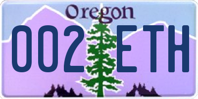 OR license plate 002ETH