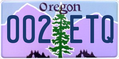 OR license plate 002ETQ