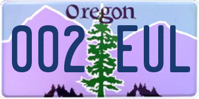OR license plate 002EUL