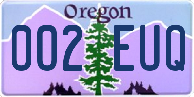 OR license plate 002EUQ
