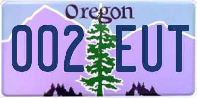 OR license plate 002EUT