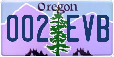OR license plate 002EVB
