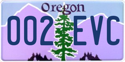 OR license plate 002EVC