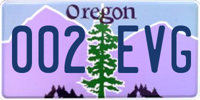 OR license plate 002EVG