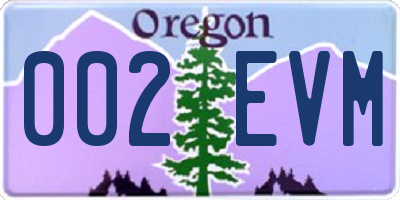 OR license plate 002EVM
