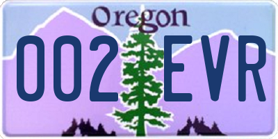 OR license plate 002EVR