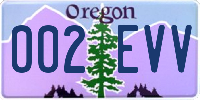 OR license plate 002EVV