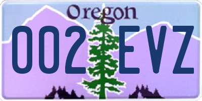 OR license plate 002EVZ