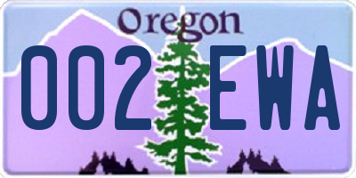 OR license plate 002EWA
