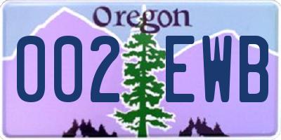 OR license plate 002EWB