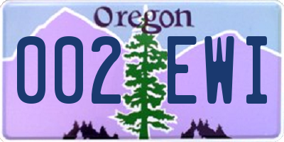 OR license plate 002EWI