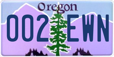 OR license plate 002EWN