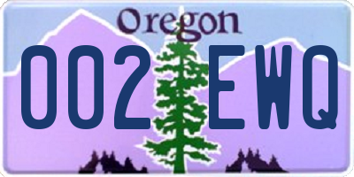 OR license plate 002EWQ