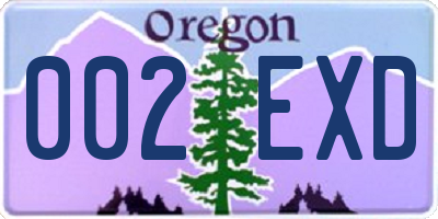 OR license plate 002EXD
